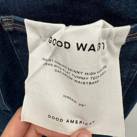 GOOD AMERICAN NWT ALWAYS FITS GOOD WAIST Denim JEANS in Blue821 // 00-4 - Picture 8 of 13